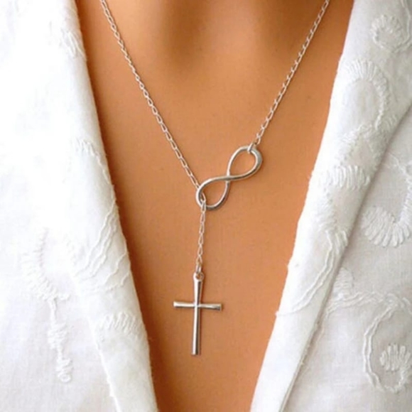 Jewelry - 2021 word Infinity Tassel Cross Pendant Silver Col
